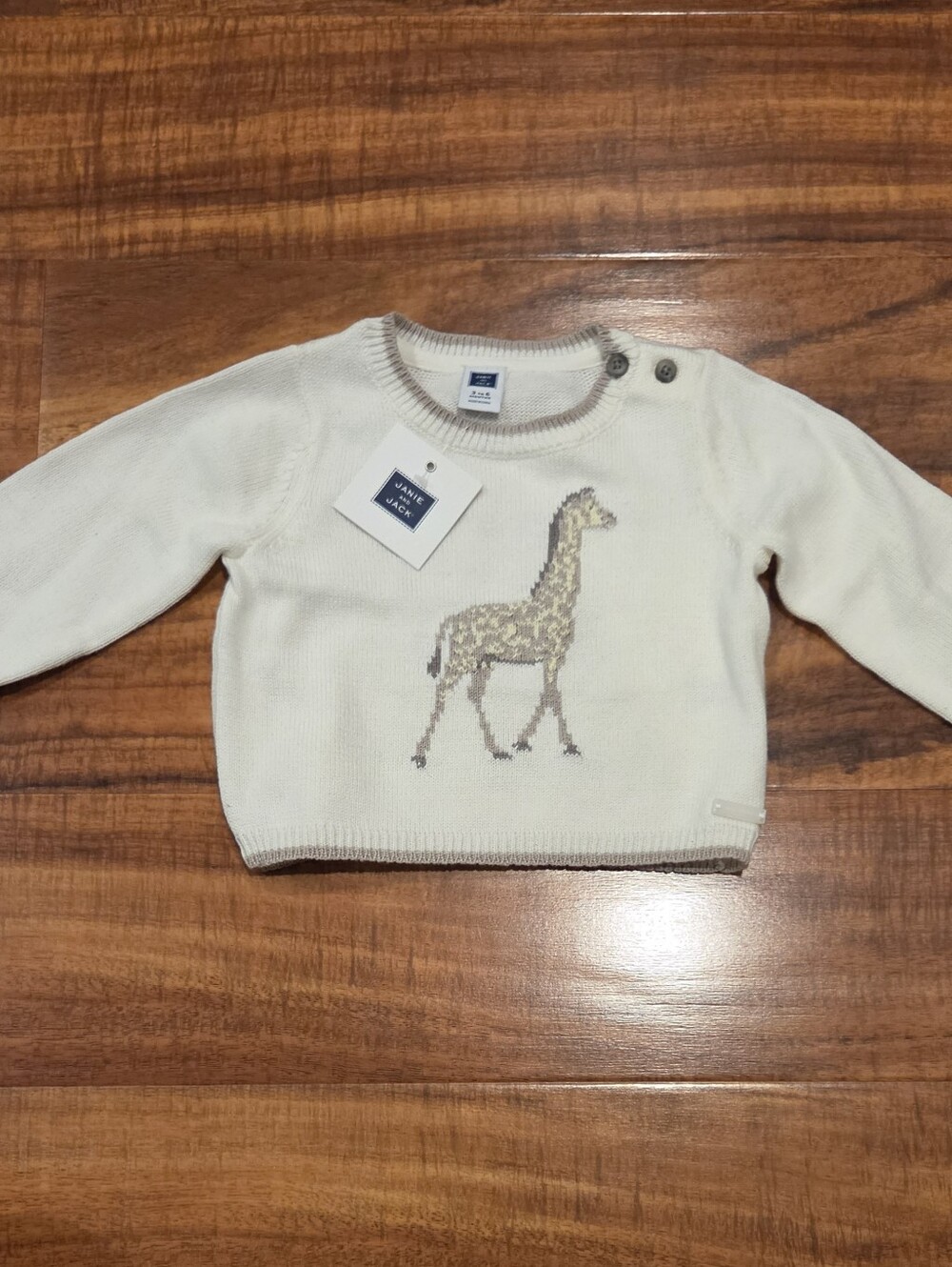 Janie and Jack NWT 3-6 Months Cream Intarsia Giraffe Sweater